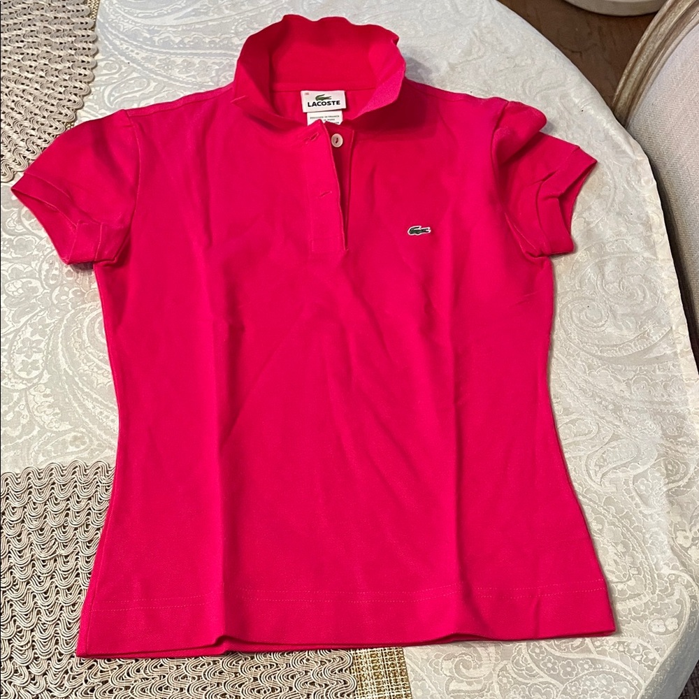 Lacoste Fuchsia Polo Shirt Women’s 36 Fits like XS or Small, EUC!